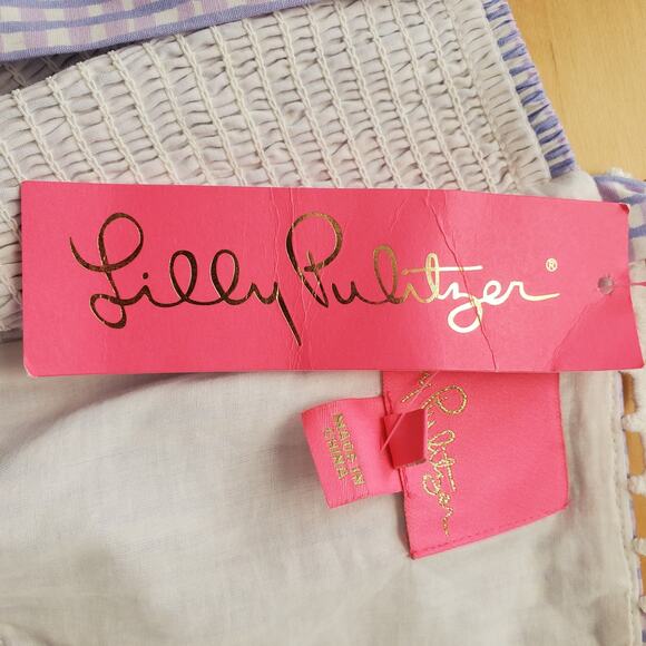 Lilly Pulitzer Olivet Stretch Midi Dress Light Lilac Gingham Style Size 16 NEW - Picture 11 of 14